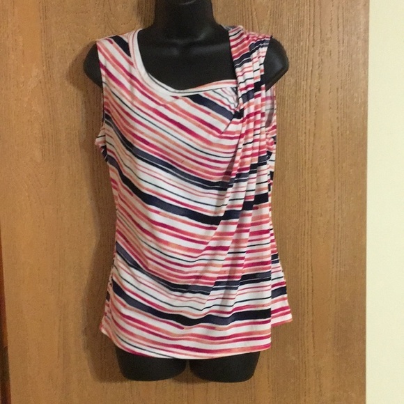 Worthington-Pink, Navy and white stripped Sleeveless blouse. Size medium… - Picture 1 of 2